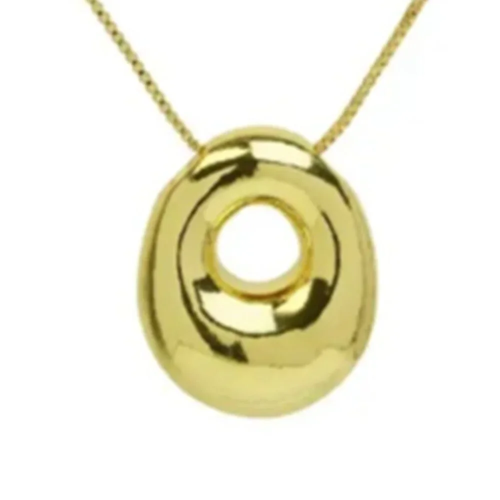14k Gold Plated Chunky Balloon Bubble Initial Charm Pendant Necklace - Letter O
